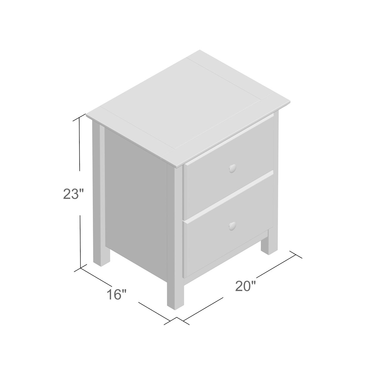 Grain Wood Furniture Shaker 23'' Tall 2 Drawer Solid Wood Nightstand